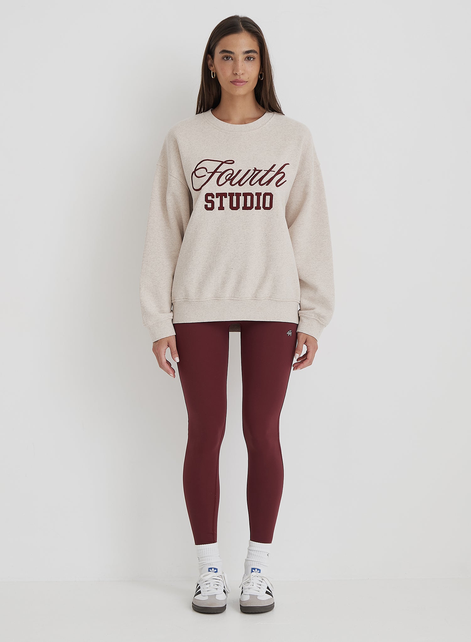 Oatmeal Fourth Studio Slogan Oversized Sweatshirt